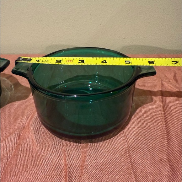Vintage Libbey Forte Crisa Mexico Emerald Green Handles Small Casserole Dishes - Picture 10 of 10